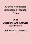 Arizona Real Estate Salesperson Predictor Exam Questions & Answers PDF &vert; AZ License Test Prep