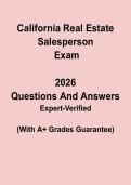 California Real Estate Salesperson 2026 Exam Questions & Answers PDF &vert; CA License Test Prep