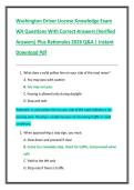Washington Driver License Knowledge Exam  WA Questions With Correct Answers &lpar;Verified  Answers&rpar; Plus Rationales 2026 Q&A &vert; Instant  Download Pdf