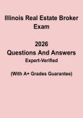 Illinois 2026 Real Estate Broker Exam Questions & Answers PDF &vert; IL License Test Prep