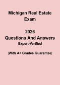 Michigan Real Estate 2026 Exam Questions & Answers PDF &vert; MI License Test Prep Guide
