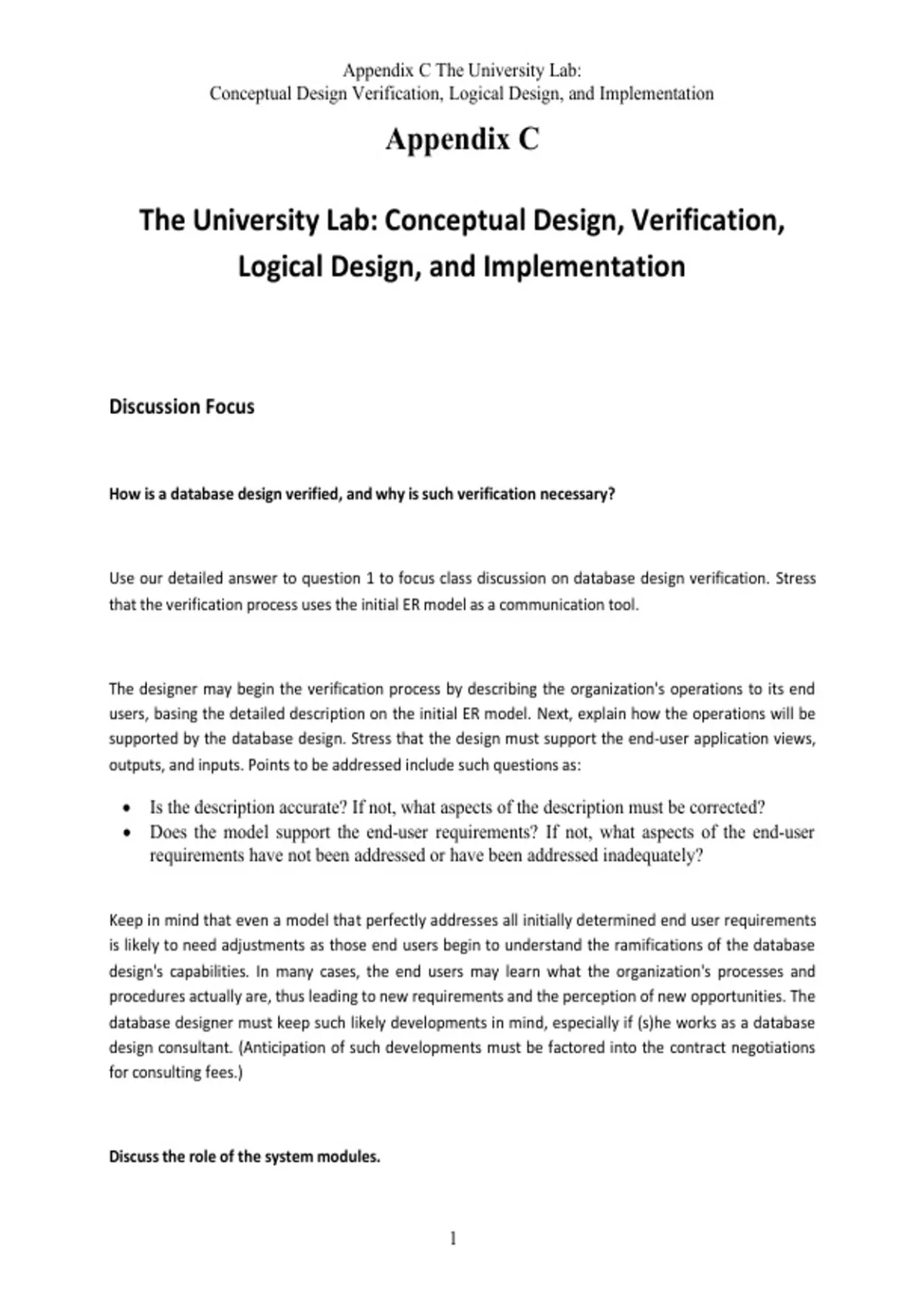 The University Lab: Conceptual Design, Verification, Logical Design ...