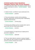 Criminal Justice Exam Questions &lpar;Multiple Choice&rpar; with Correct Answers