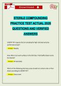 STERILE COMPOUNDING PRACTICE TEST ACTUAL 2026 QUESTIONS AND VERIFIED ANSWERS