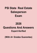 PSI State Real Estate Salesperson 2026 Exam Questions & Answers PDF &vert; License Practice Test Prep