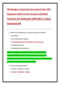 Washington Corporate Accountant Exam WA  Questions With Correct Answers &lpar;Verified  Answers&rpar; Plus Rationales 2026 Q&A &vert; Instant  Download Pdf 