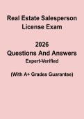 Real Estate Salesperson License Exam Questions & Answers PDF &vert; Practice Test Prep Guide