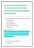 Washington Financial Reporting Specialist  Exam WA Questions With Correct Answers  &lpar;Verified Answers&rpar; Plus Rationales 2026 Q&A &vert;  Instant Download Pdf