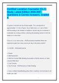 Certified Lactation Counselor &lpar;CLC&rpar; Study&period; Latest Edition 2026-2027&period; Questions & Correct Answers&period; Graded A