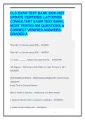 CLC EXAM TEST BANK 2026-2027 UPDATE CERTIFIED LACTATION CONSULTANT EXAM TEST BANK&period; MOST TESTED 400 QUESTIONS &   CORRECT VERIFIED ANSWERS&period; GRADED A