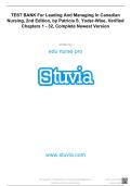 Test Bank For Yoder-Wise&rsquo;s Leading And Managing In Canadian Nursing&comma; 2nd Edition&comma; Patricia S&period; Yoder-Wise&comma; Chapters 1 - 32