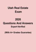 Utah Real Estate 2026 Exam Questions & Answers PDF &vert; UT License Practice Test Prep Guide