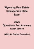 Wyoming Real Estate Salesperson State Exam Questions & Answers PDF &vert; WY License Practice Test Prep
