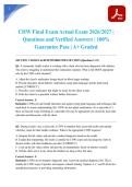 CHW Final Exam Actual Exam 2026&sol;2027 &vert; Questions and Verified Answers &vert; 100&percnt; Guarantee Pass &vert; A&plus; Graded