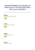 Intermediate Rigging Exam Questions and Verified Answers Latest 2025-2026 Update 100&percnt; Correct GRADED A