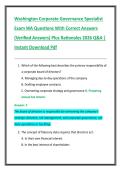 Washington Corporate Governance Specialist  Exam WA Questions With Correct Answers  &lpar;Verified Answers&rpar; Plus Rationales 2026 Q&A &vert;  Instant Download Pdf