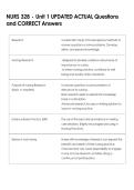 NURS 328 - Unit 1 UPDATED ACTUAL Questions  and CORRECT Answers