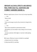 SERVSAFE ALCOHOL EFFECTS AND SERVICE FINAL PAPER 2026 FULL QUESTIONS AND CORRECT ANSWERS GRADED A&plus;