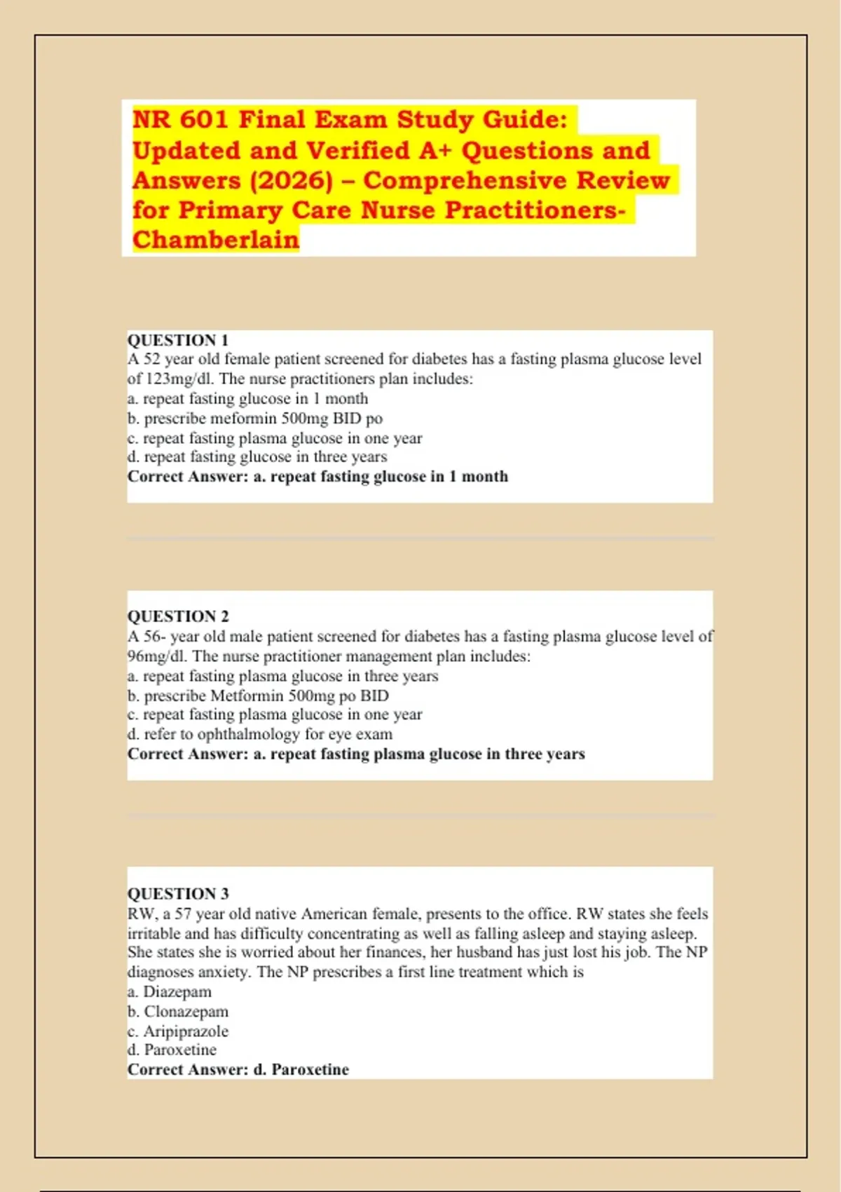 NR 601 Final Exam Study Guide 2026 | Updated & Verified A+ Questions ...
