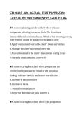 OB NURS 306 ACTUAL TEST PAPER 2026 QUESTIONS WITH ANSWERS GRADED A&plus;