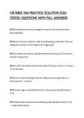 OB NURS 306 PRACTICE SOLUTION 2026 TESTED QUESTIONS WITH FULL ANSWERS