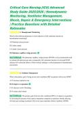 Critical Care Nursing &lpar;ICU&rpar; Advanced Study Guide 2026 &vert; Hemodynamic Monitoring&comma; Ventilator Management&comma; Shock&comma; Sepsis & Emergency Interventions &vert; Practice Questions with Detailed Rationales