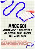 MNO2601 Assignment 1 Semester 1 Memo &vert; Due March 2026