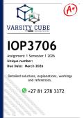 IOP3706 Assignment 1 &lpar;DETAILED ANSWERS&rpar; Semester 1 2026 - DISTINCTION GUARANTEED 