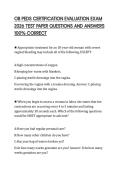 OB PEDS CERTIFICATION EVALUATION EXAM 2026 TEST PAPER QUESTIONS AND ANSWERS 100&percnt; CORRECT