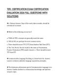 TEFL CERTIFICATION EXAM CERTIFICATION EVALUATION 2026 FULL QUESTIONS WITH SOLUTIONS