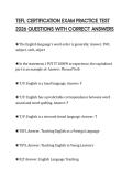 TEFL CERTIFICATION EXAM PRACTICE TEST 2026 QUESTIONS WITH CORRECT ANSWERS