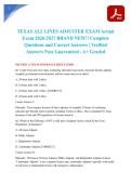 TEXAS ALL LINES ADJUSTER EXAM Actual Exam 2026&sol;2027 BRAND NEW&excl;&excl; Complete Questions and Correct Answers &vert; Verified Answers Pass Guaranteed - A&plus; Graded