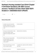 Hartman's Nursing Assistant Care EXAM Chapter 9 Unit EXAM Questions with 100&percnt; Correct Answers &vert; Verified &vert;&vert; ACTUAL EXAM 2026 TEST&excl;&excl; Graded A&plus; &vert; 2025&vert;2026 EXAM UPDATE