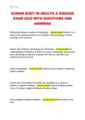 HUMAN BODY IN HEALTH & DISEASE  EXAM 2026 WITH QUESTIONS AND  ANSWERS