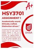 HSY3701 ASSIGNMENT 1 SEMESTER 1 2026 &lpar;ANSWERS&rpar; -- DUE DATE MARCH 2026