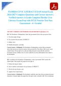 FLORIDA CIVIC LITERACY EXAM Actual Exam 2026&sol;2027 Complete Questions and Correct Answers &vert; Verified Answers A Grade Complete Florida Civic Literacy Exam Prep with FCLE Practice Test Pass Guaranteed - A&plus; Graded
