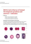BIO 81 Lab 16 Survey of Animal Development questions and answers &plus; rationales 