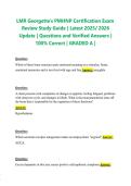 LMR Georgette&rsquo;s PMHNP Certification Exam Review Study Guide Latest 2025-2026 Update Questions and Verified Answers 100&percnt; Correct GRADED A