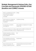 Strategic Management & Business Policy&colon; Key  Concepts and Frameworks UPDATED ACTUAL  Questions and CORRECT Answers