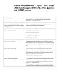 Business Policy and Strategy - Chapter 1 - Basic Concepts  of Strategic Management UPDATED ACTUAL Questions  and CORRECT Answers