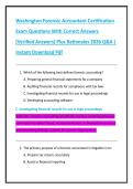 Washington Forensic Accountant Certification  Exam Questions With Correct Answers  &lpar;Verified Answers&rpar; Plus Rationales 2026 Q&A &vert;  Instant Download Pdf
