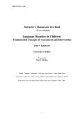 Test Bank for Language Disorders in Children&colon; Fundamental Concepts of Assessment and Intervention &lpar;Pearson Communication Sciences and Disorders&rpar; 2nd Edition by Joan Kaderavek&vert;&vert;ISBN&colon;9780133352023