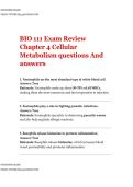 BIO 111 Exam Review Chapter 4 Cellular Metabolism questions And answers