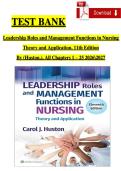 TEST BANK Leadership Roles and Management Functions in Nursing  Theory and Application&comma; 11th Edition By &lpar;Huston&comma;&rpar;&comma; All Chapters 1 &ndash; 25 20262027
