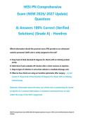 HESI PN Comprehensive Exam &lpar;NEW 2026-2027 Update&rpar; Questions & Answers 100&percnt; Correct &lpar;Verified Solutions&rpar; &lpar;Grade A&rpar; - Hondros