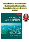 Solution Manual For Financial Accounting&comma;  8th Canadian Edition by Libby&comma; Hodge&comma;  Kanaan&comma; Sterling Chapters 1 - 13&comma; Complete 2026&sol;2027