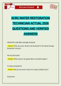 IICRC WATER RESTORATION TECHNICIAN ACTUAL 2026 QUESTIONS AND VERIFIED ANSWERS
