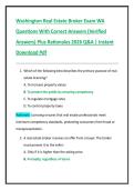 Washington Real Estate Broker Exam WA  Questions With Correct Answers &lpar;Verified  Answers&rpar; Plus Rationales 2026 Q&A &vert; Instant  Download Pdf