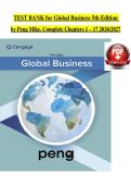 TEST BANK for Global Business 5th Edition  by Peng Mike&period; Complete Chapters 1 &ndash; 17 2026&sol;2027