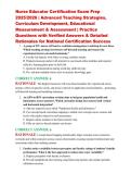 Nurse Educator Certification Exam Prep 2025&sol;2026 &vert; Advanced Teaching Strategies&comma; Curriculum Development&comma; Educational Measurement & Assessment &vert; Practice Questions with Verified Answers & Detailed Rationales for National Certification Success